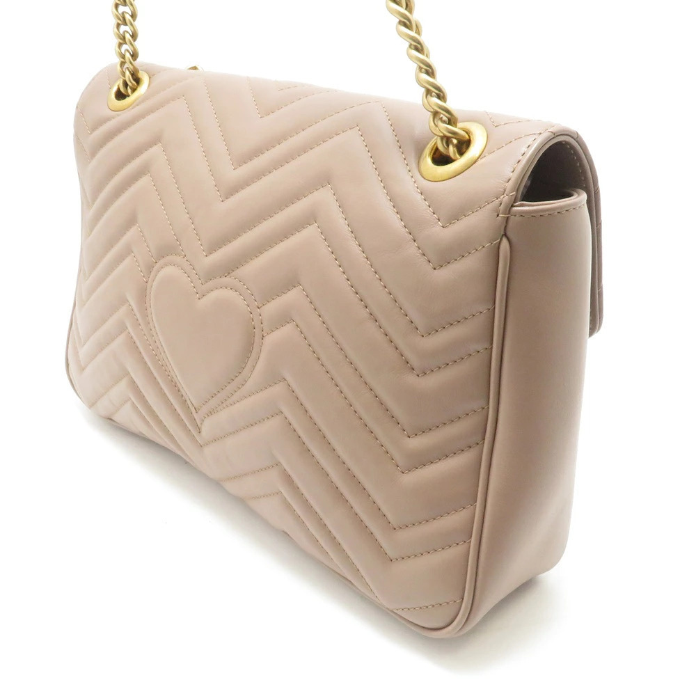 Gucci Pink Shoulder Leather Beige Tote Marmont Cream GG Chain Bag Tan Cream